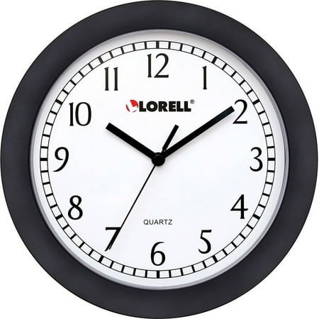 Lorell 9 Round Profile Wall Clock - Analog - Quartz - White Main Dial - Black/Plastic Case | Bundle of 5 Each