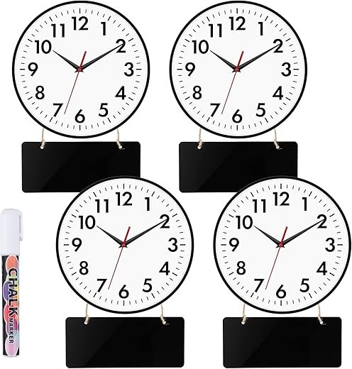 Lumuasky 4-Pack Silent Wall Clocks Time Zones with 4 Pcs Chalkboard and White Marker Pen – Battery Operated Clocks with Time Zones Multi Time Zone Clocks Perfect for Home, Office & Classroom
