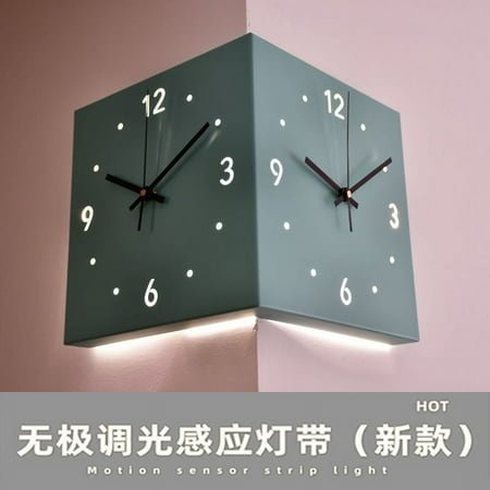 Lu R Modern Minimalist Creative Corner Double-Sided Wall Clock Two-Side Clock Wall Clock Living Room Mute 2023 Internet Celebrity Corner