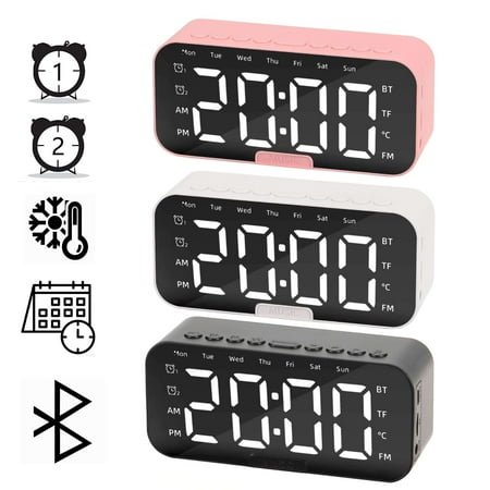 Luxtrada Electric Digital Dual Alarm Clock Battery Backup LED Large Display Snooze (White)