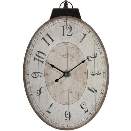 MAICOSY 18x29 Antique White Oval Wall Clock, Traditional Vintage Home Decor Clock