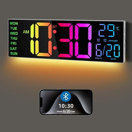 Maxstar Digital Clock for Classroom with Large Numbers - 16 Inch Battery Operated Wall Clock, Easy to Read Display for School, Office, Home Kitchen