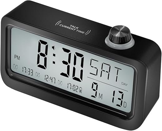 Medication Pill Reminder, Rechargeable Talking Alarm Clock with 3 Custom Voice Recording Alarms, Touch-to-Talk, a Digital Alarm Clocks Gift for Mom/Dad/Seniors/Elderly