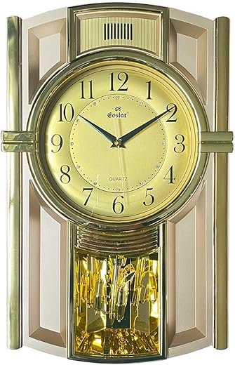 Melodies in Motion Rotating Pendulum Wall Clock, Every Hour Strike, Battery Operated - Decorative Wall Decor for Living Room, Home, Office