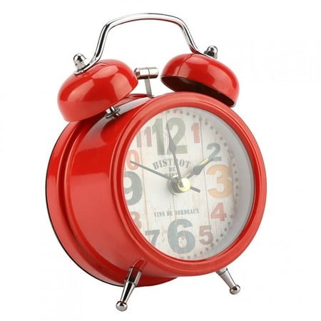 Mini Metal Digital Alarm Clock Mute with Lights Twinkling Bell Classical Antique for Bedroom