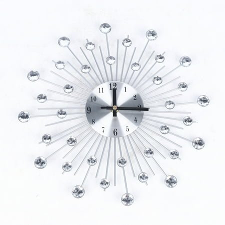 Miumaeov 13 Metal Wall Clock With Decorative Glass Crystal For Living Room Decor