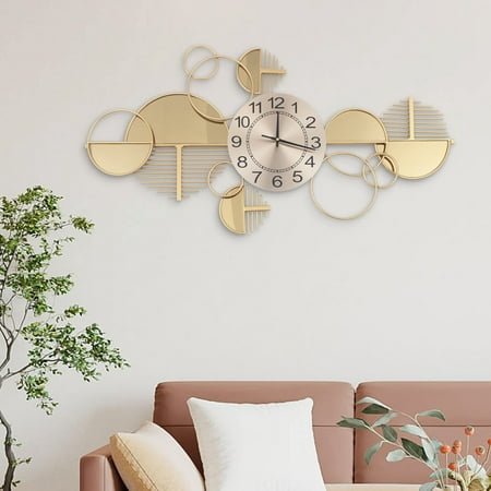 Miumaeov Large Luxury Gold Wall Clock Battery Powered Geometric Wall Clock Silent No ticking Wall Watch Home Living Room Decor