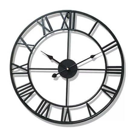 Modern 3D Large Wall Clocks Roman Numerals Retro Round Metal Iron Accurate Silent Nordic Hanging Ornament Living Room Decoration