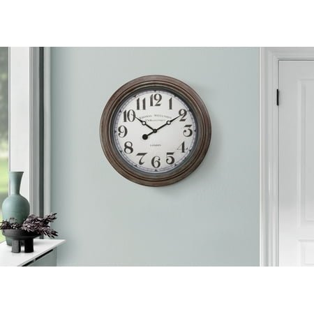 Monarch Specialties I 9049 Clocks, 20 Round, Wall Clock, Antique Brown