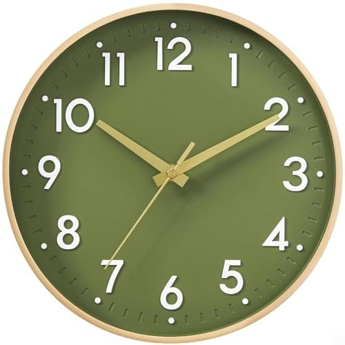 Mosewa Wall Clock 8 Inch, Battery Operated Silent Non-Ticking Modern Analog Clock Decorative for Kitchen, Bedroom, Office(Gold)