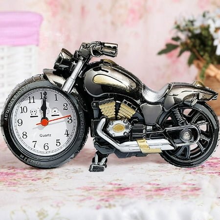 Motorcycle Alarm Clock, Creative Motorbike Design Desk Clock for Bedroom and Office, Cool Decorative Gift Clock for Boys Men Teens and Motorcycle Lovers