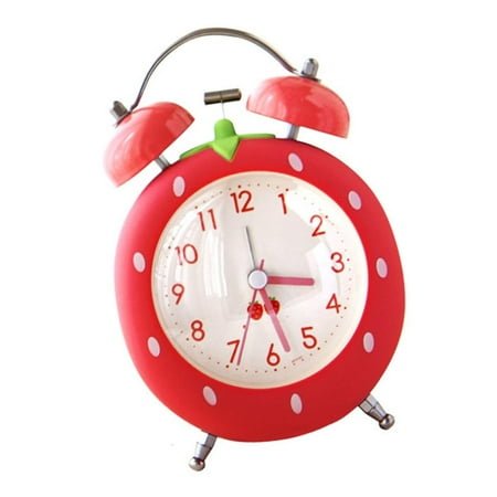 Necvior Quiet Quartzs Strawberry Alarm Clock For Heavy Sleepers Kids Adults Loud Twin Bells Night Light Bedroom Living Room Gift