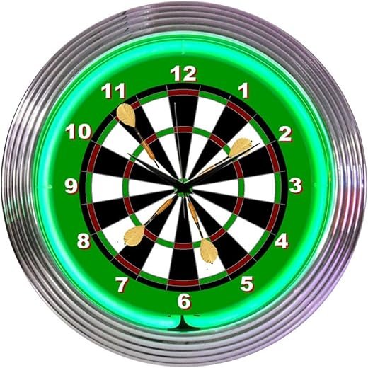 Best On Edge Marketing Dart Board Neon Wall Clocks