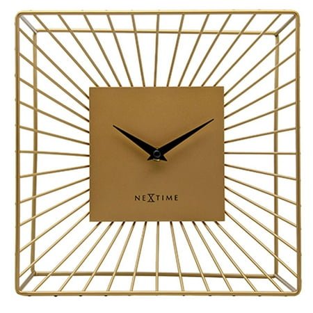 Nextime Vasco Metal Table or Wall Clock Gold - 25cm x 25cm x 12cm