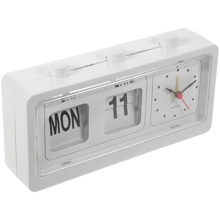 NICEXMAS Analog Flip Clock Simple Plastic Alarm Time Display White 1Set