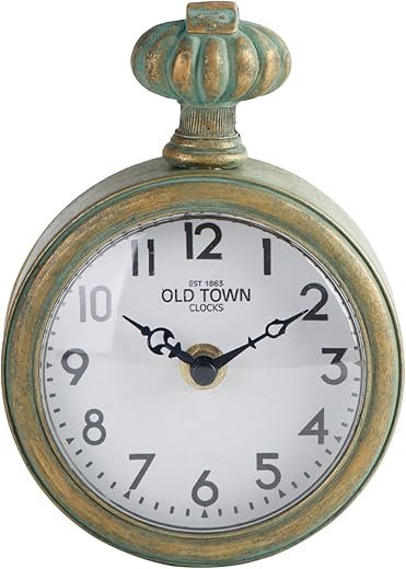 NIKKY HOME Small Vintage Wall Clock 4.6 Inch, French Country Metal Round Analog Battery Operated Silent Clock for Bathroom Kitchen Living Room Bedroom Office, Aqua