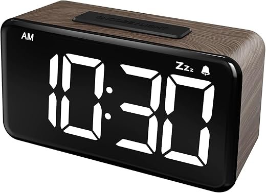 NOKLEAD Digital Alarm Clock: Wood Grain, 5.9-inch Large LED Display, Easy to Use for Seniors and Men, Adjustable Brightness, Aesthetic Room Decor Desk Clocks for Bedroom | Dorm | Living Room | Office