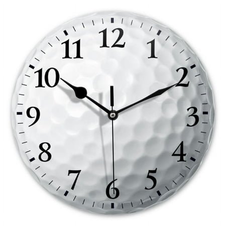 Non-Ticking Silent Wall Clocks Battery Operated Personalized Decor Clock for Bathroom,Office-White Golf Ball Has Dimples All Over（10inch）