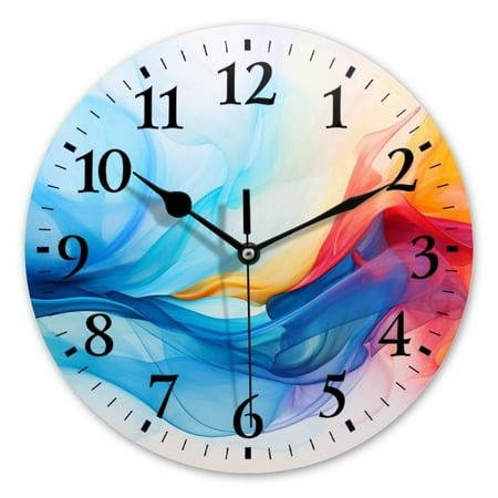 Non-Ticking Silent Wall Clocks Battery Operated Personalized Decor Clock for Bathroom,Office-Colorful Background With Blurred Shapes(10inch)
