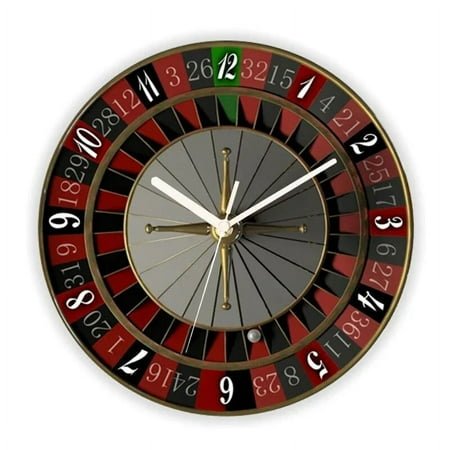 Novelty Las Vegas Casino Black Jack Chip Large Wall Clock for Game Room Poker Roulette Non Ticking Hanging Wall Watch Gift Decor（10 Inch）