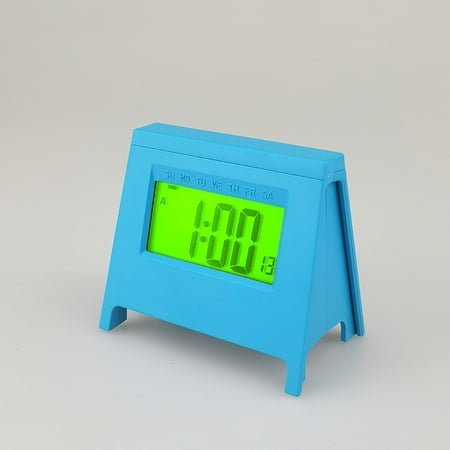 Oggfader Alarm Clocks with Large Numbers Mini LCD Student Alarm Clock New Electronic Clock Smart Desktop Multi-function Clock With Luminous Temperature Calendar Blue