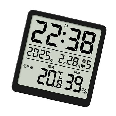 Operated Digital Clock with Indoor Temperature Humidity Monitoring LCD Date Time Display for Kitchen