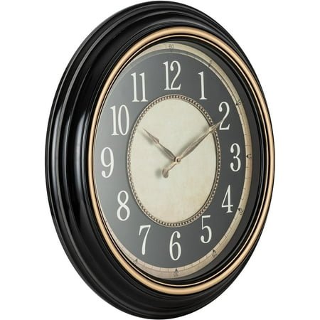 Pacific Bay Norden Huge Decorative Light-Weight 23-inch Wall Clock Silent, Non-Ticking, 3-D Dial, Easy-to-Read, Quartz Battery Operated, Glass Face Cover