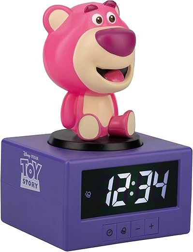 Paladone Toy Story Lotso Digital Alarm Clock with Night Light & Music – Officially Licensed Disney Pixar Bedroom Clock for Kids – Battery Powered – Fun Gift Idea & Cute Room Decor