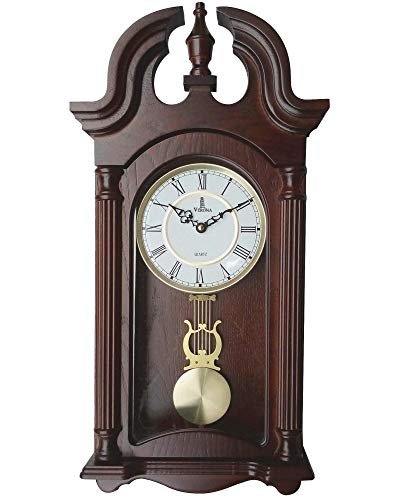 Pendulum Wall Clock Battery Operated - Wooden Hanging Grandfather Wall Clock with Pendulum, 23.5x9 inch - Quiet, Non-Chiming, with Real Wood for Living Room Decor, Office & Home Décor Gift