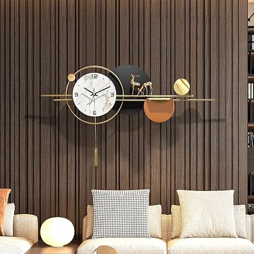 Pendulum Wall Clocks for Living Room Decor,Decorative Modern Silent Wall Clock ，Large Wall Clocks for Kitchen/Bedroom/Entryway/Office Decor 36''Lx19''W