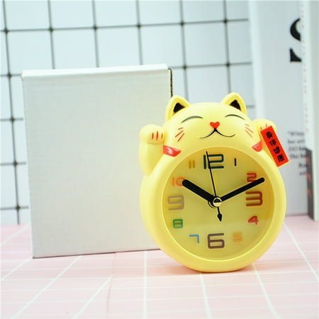 PENIKOKO Cat Alarm Clock Bedroom Creative Cat Shape Design Yellow 1Pcs