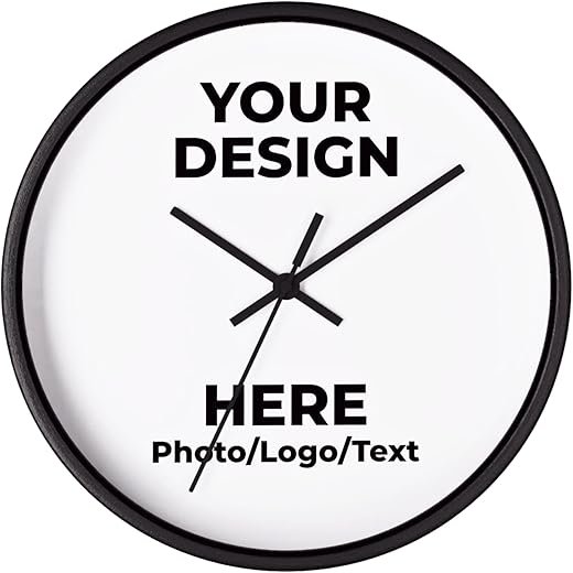 Personalized Clocks with Picture Custom Clock for Walls Customized Wall Clock with Picture Text Logo Living Room Backdrop