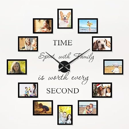 Picture Frames Collage Wall Decor - 5x7 DIY-Acrylic Collage Picture Frames for Wall Family Frames Photo Frame for Wall Picture Frame Large Clocks for Living Room Decor