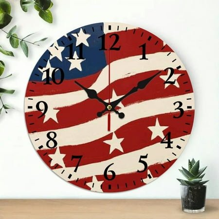 PRATYUS 10 Inch Flag Stars Pop Art Wall Clock for Living Room Decor 10x10in