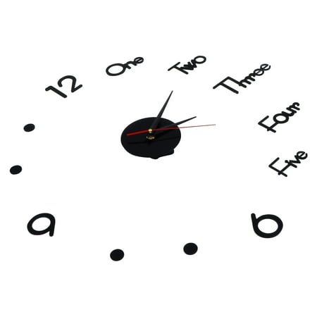 Pretyzoom 1 Set of Mute Wall Clock Black Acrylic Silent Square DIY Home Decoration