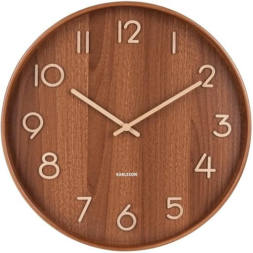 PT WALL CLOCK PURE MED DARK BASSWOOD