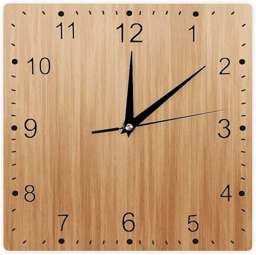 PVC Digital Wall Clock Light Brown Wood Texture Non-ticking Battery Operated Vintage Style Distressed Look Wall Clock for Bedroom Living Room Office Kitchen Farmhouse Wall Hanging Art Home Decor