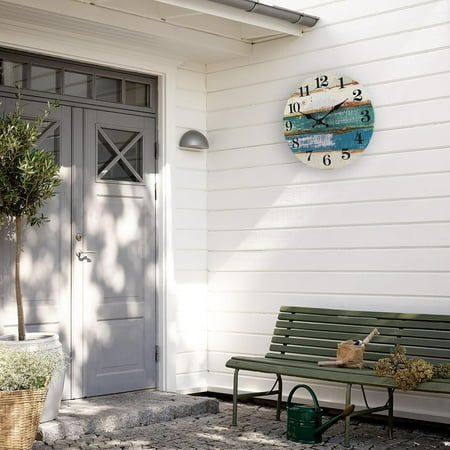 QIHE-Wall Clocks Battery Operated,Rustic Coastal Country Indoor Outdoor Waterproof Glass Wall Clock for Bathroom Pool Patio(8 Inch)