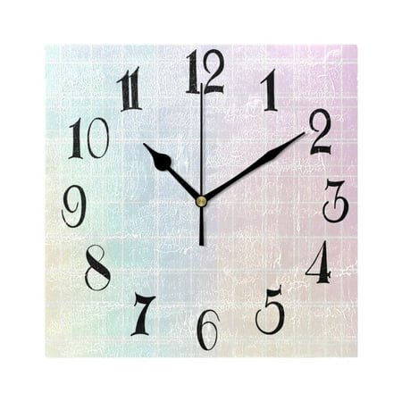 Rainbow Gradient Grid Wall Clock Decorative Square Silent Non-Ticking Operated Clocks Aesthetic for Bedroom Living Room