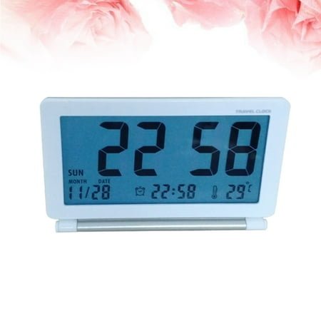 Raindrops Ultra Thin Folding Alarm Clock with Large LCD Screen and Temperature Display, ABS Plastic, Ideal for Adults