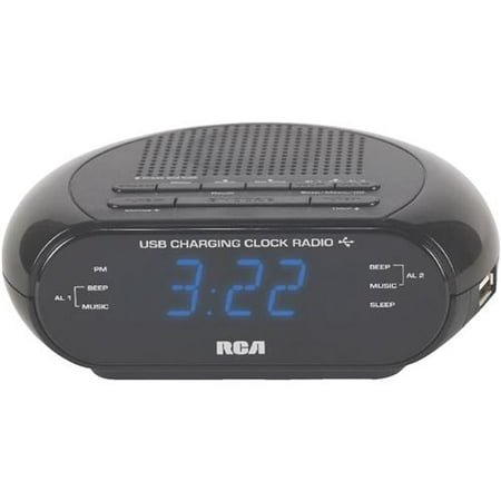 RCA USB Dual Alarm Clock Radio, Each