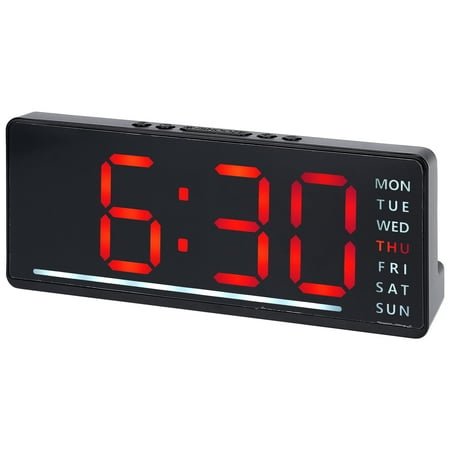 REGALWOVEN Digital Dual Alarm Clock for Bedroom, Easy to Set, Dimmable, Date Day of Week Temp Snooze, 12/24H 6.1 x 2.4 x 1 inch Orange