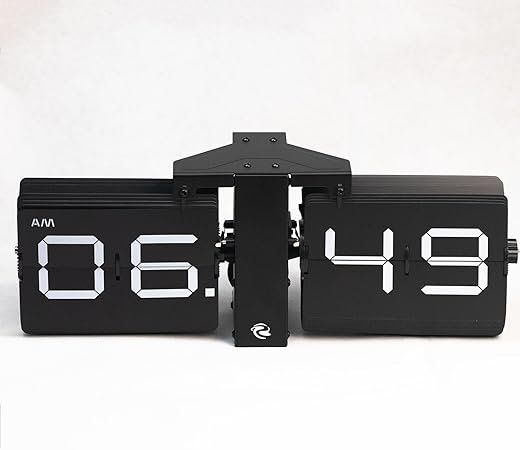 Retro Flip Clock, Battery Powered Desk & Wall Shelf Clock with Mechanical Number Display, Noise-Free Operation, Oversized Flip Digits, Modern Decor Gift for Home, Office, Studio