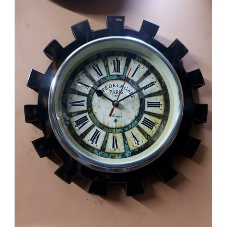 Retro Wooden Wall Clock With Brass Chrome Ring Antique/Vintage-Style FOR Home, Office Decor Wall Clock(12 inch round in size)