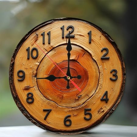 Rustic Wood Slice Wall Clock Farmhouse Decor 10-Inch Silent Wooden Wall Clock, Battery Operated (AA Batteries Not Included), Artistic Home Decor