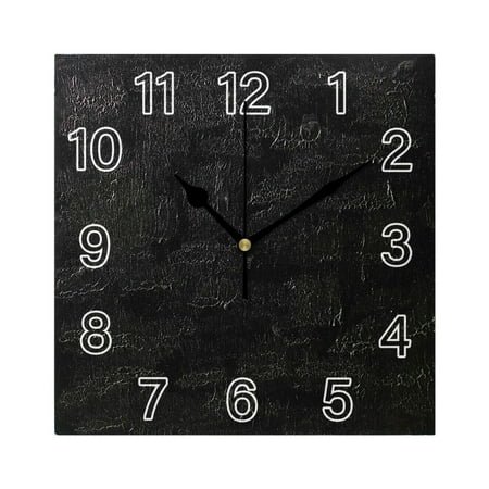 Ryvnso Black Wall Clock Square Silent Non-Ticking Battery Operated 7.78