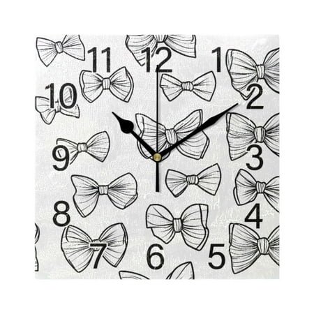 Ryvnso Bows Wall Clock Square Silent Non-Ticking Battery Operated 7.78