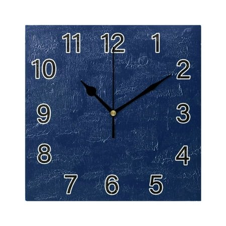 Ryvnso Dark Blue Paint Wall Clock Square Silent Non-Ticking Battery Operated 7.78