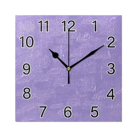 Ryvnso Lavender Purple Wall Clock Square Silent Non-Ticking Battery Operated 7.78