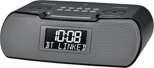 Sangean RCR-20 AM/FM Clock Radio with Bluetooth, Aux-in, USB Phone Charging, Digital Tuning, Battery Backup, Black